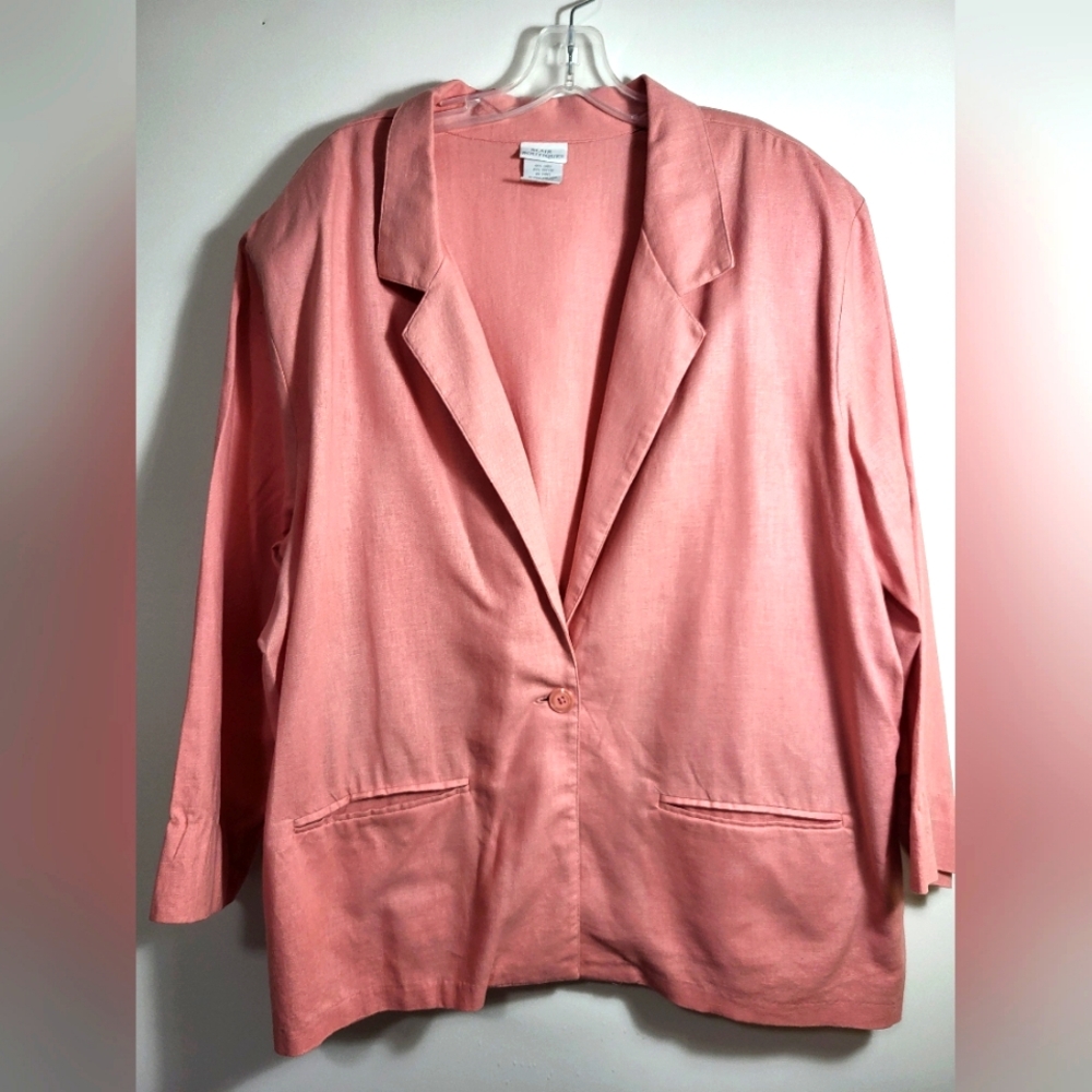 Blair light pink one button linen blazer women's 2X  #2392